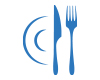 restaurants and gastronomy icon, plate with fork and knife